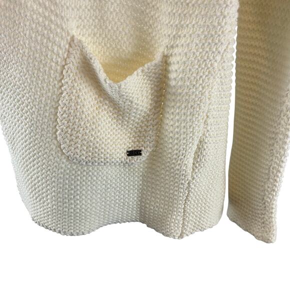 Roxy Ivory/Cream Open Front Chunky Open Knit Cardigan Casual Boho Medium - Picture 5 of 6